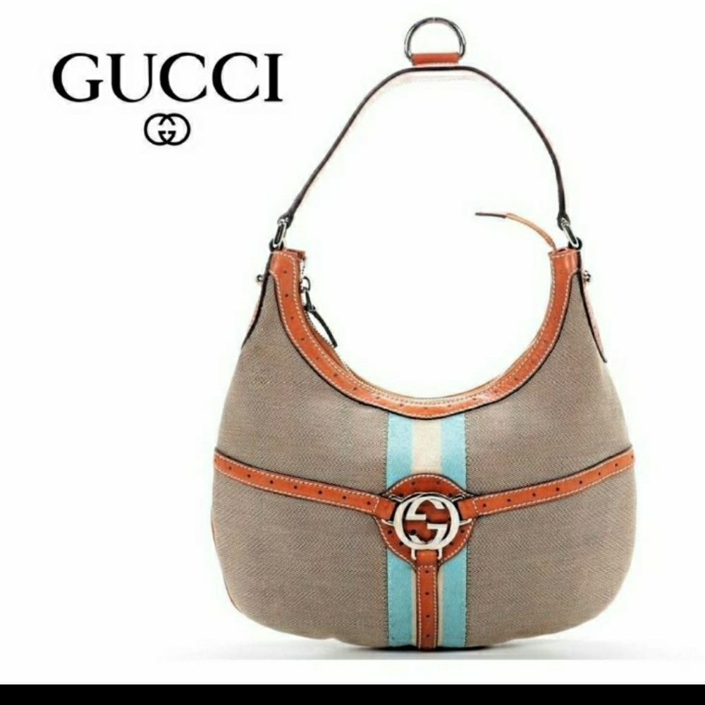 GUCCI Reins Canvas & Leather Hobo Bag - Picture 10 of 12
